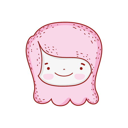 beautiful little girl head character vector illustration designのイラスト素材