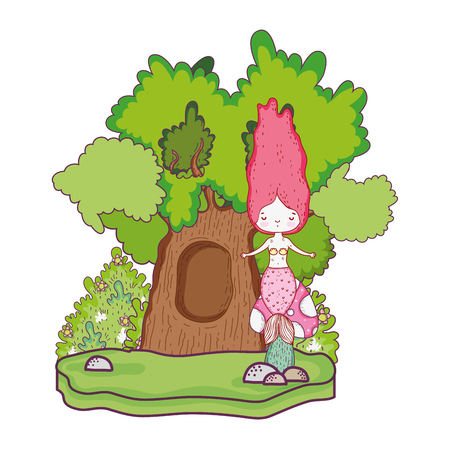 cute mermaid in the landscape vector illustration designのイラスト素材