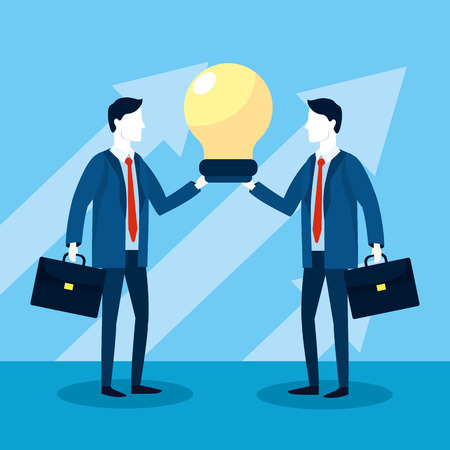 professional businessmen with briefcase and bulb strategy vector illustrationのイラスト素材