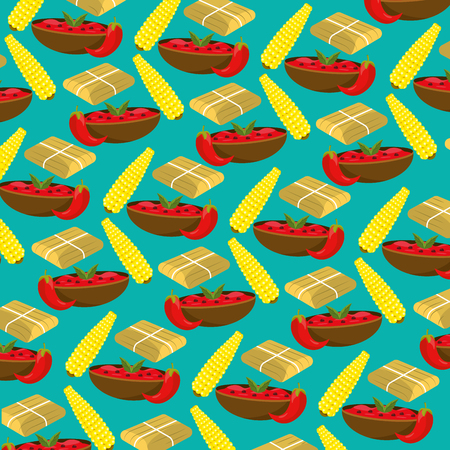 mexican food with cob and sauces background vector illustrationのイラスト素材