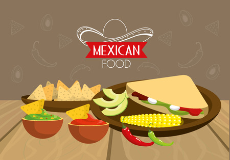 traditional mexican food with spicy saucesのイラスト素材