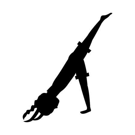 fit woman practicing yoga cartoon vector illustration graphic designのイラスト素材