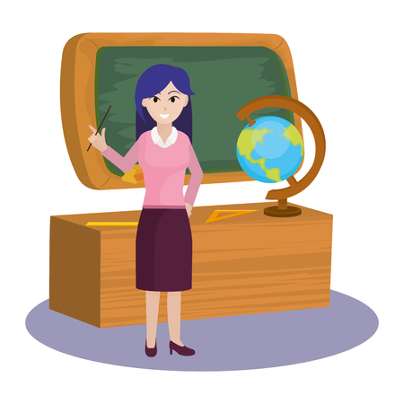 school woman teacher in the classroom cartoon vector illustration graphic designのイラスト素材