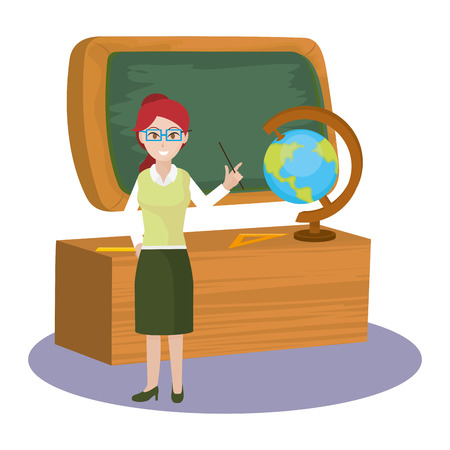 school woman teacher in the classroom cartoon vector illustration graphic designのイラスト素材