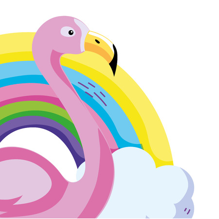 tropical bird flamingo cartoon vector illustration graphic designのイラスト素材