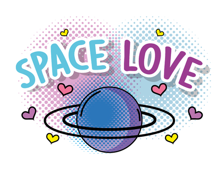 cute planet with hearts to space love vector illustrationのイラスト素材