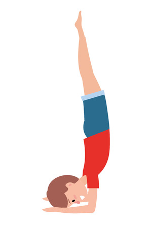 fit man practicing yoga wearing red t-shirt vector illustration graphic designのイラスト素材