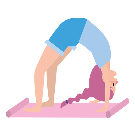 fit woman practicing yoga over yoga mat cartoon vector illustration graphic designのイラスト素材