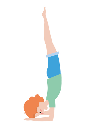 fit woman practicing yoga cartoon vector illustration graphic designのイラスト素材