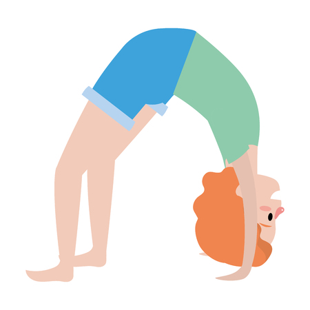 fit woman practicing yoga cartoon vector illustration graphic designのイラスト素材