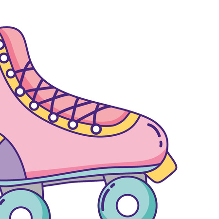 retro vintage element roller skate cartoon vector illustration graphic designのイラスト素材