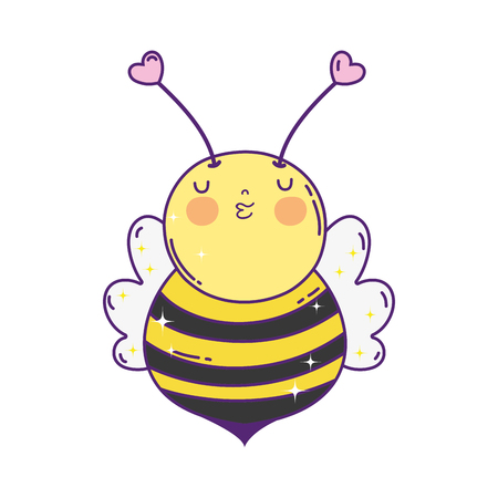 little bee kawaii character vector illustration designのイラスト素材