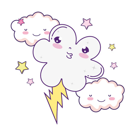 cute cloud kawaii character vector illustration designのイラスト素材