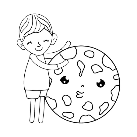 little boy with cookie kawaii character vector illustration designのイラスト素材