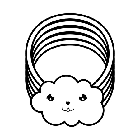 cute cloud with rainbow kawaii character vector illustration designのイラスト素材