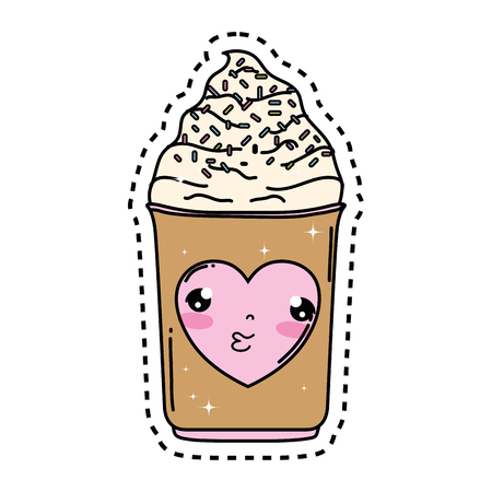cute ice cream kawaii character vector illustration designのイラスト素材