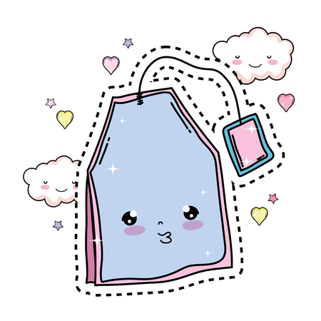 cute tea bag kawaii character vector illustration designのイラスト素材