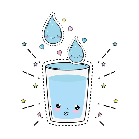 glass water kawaii character vector illustration designのイラスト素材