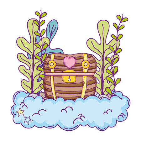 treasure chest undersea scene vector illustration designのイラスト素材