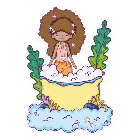 cute mermaid in bathtub character vector illustration designのイラスト素材