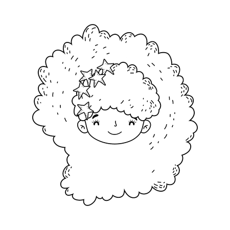 beautiful little girl head character vector illustration designのイラスト素材