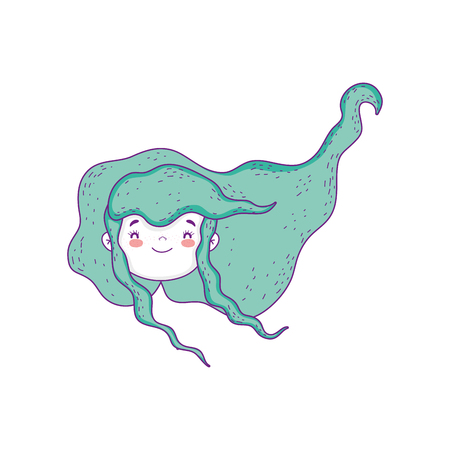 beautiful little girl head character vector illustration designのイラスト素材