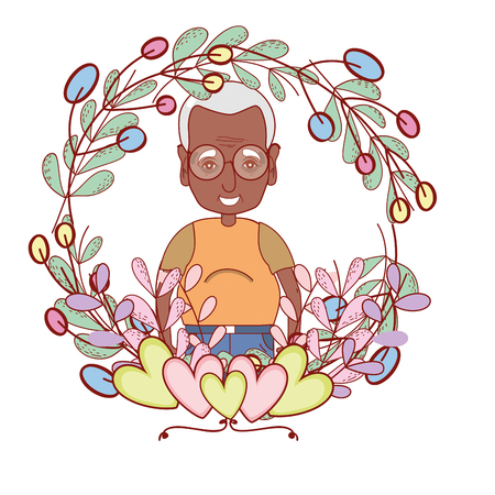 cute grandfather round icon cartoon vector illustration graphic designのイラスト素材