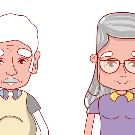 cute grandparents couple cartoon vector illustration graphic designのイラスト素材