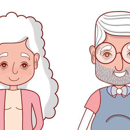 cute grandparents couple cartoon vector illustration graphic designのイラスト素材