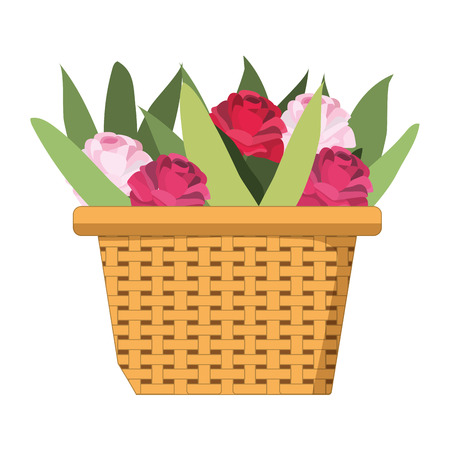 cute basket with flowers vector illustration graphic designのイラスト素材