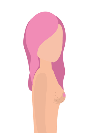 Breast cancer sign on woman body avatar vector illustration graphic designのイラスト素材