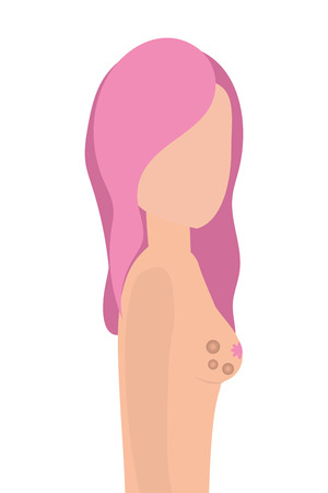 Breast cancer sign on woman body avatar vector illustration graphic designのイラスト素材