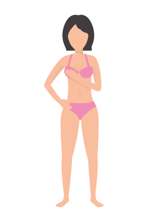 Breast cancer sign on woman body avatar vector illustration graphic designのイラスト素材