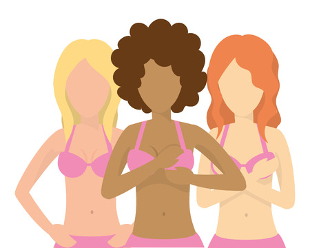 Women breast cancer self exam avatar vector illustration graphic designのイラスト素材