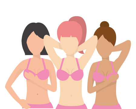 Women breast cancer self exam avatar vector illustration graphic designのイラスト素材