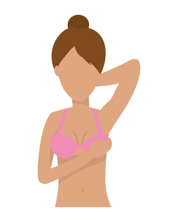 Breast cancer sign on woman body avatar vector illustration graphic designのイラスト素材