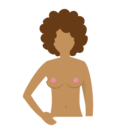 Breast cancer sign on woman body avatar vector illustration graphic designのイラスト素材