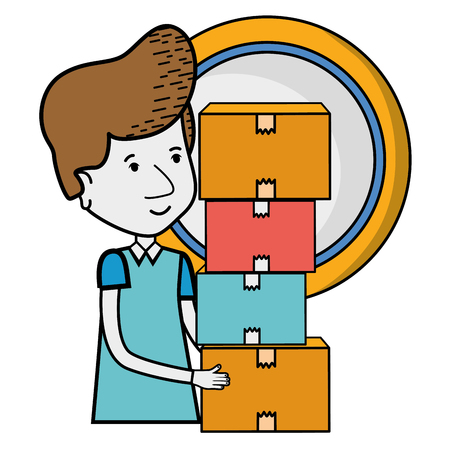 Courier and delivery service symbols cartoons vector illustration graphic designのイラスト素材