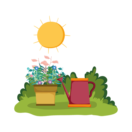 sprinkler of garden with houseplant in the park vector illustration designのイラスト素材