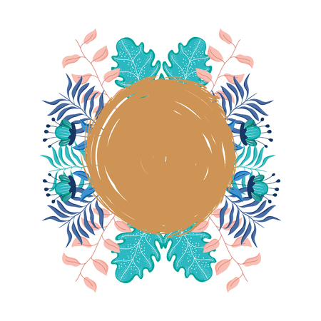 circular frame with floral decoration vector illustration designのイラスト素材