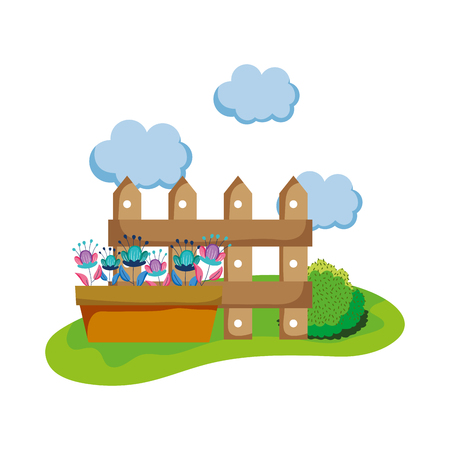 houseplant with fence in the camp vector illustration designのイラスト素材
