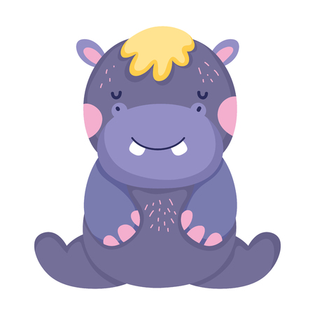 cute and little hippo character vector illustration designのイラスト素材