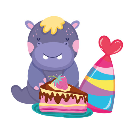 cute and little hippo character vector illustration designのイラスト素材