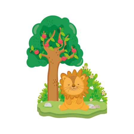cute and little lion character vector illustration designのイラスト素材