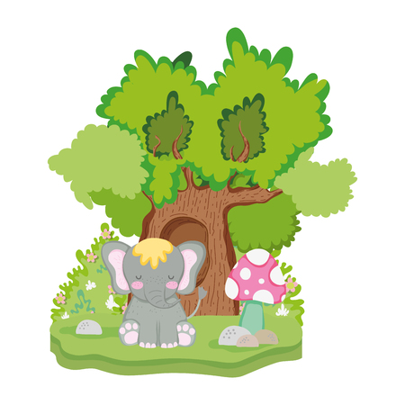 cute and little elephant character vector illustration designのイラスト素材