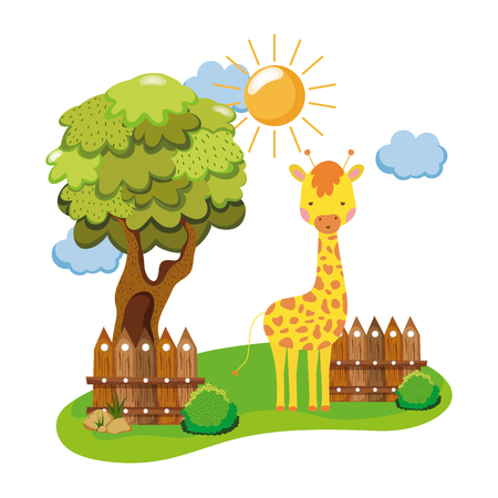 cute and little giraffe character vector illustration designのイラスト素材