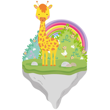 cute and little giraffe character vector illustration designのイラスト素材