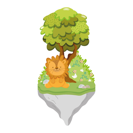 cute and little lion character vector illustration designのイラスト素材