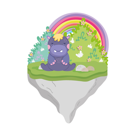 cute and little hippo character vector illustration designのイラスト素材