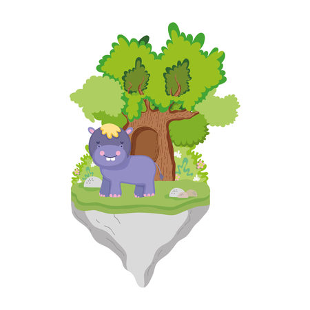 cute and little hippo character vector illustration designのイラスト素材